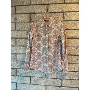 J.Crew Womens XS Floral Button-Up Blouse 100% Cotton Multicolor Long Sleeve Shir